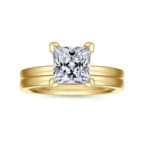 14K Yellow Gold Princess Cut Diamond Engagement Ring