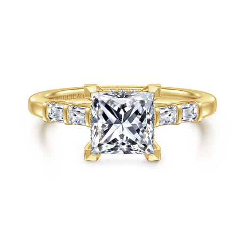 14K Yellow Gold Princess Cut Diamond Engagement Ring