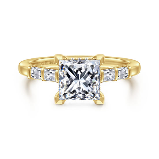 Gabriel - 14K Yellow Gold Princess Cut Diamond Engagement Ring