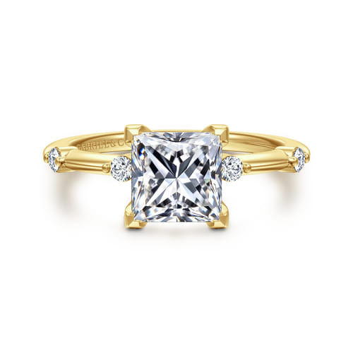 14K Yellow Gold Princess Cut Diamond Engagement Ring