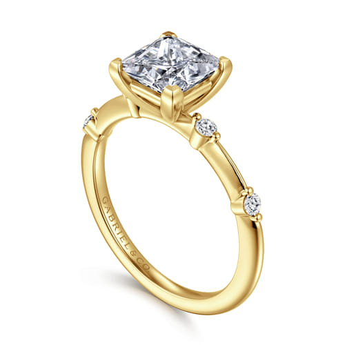 14K Yellow Gold Princess Cut Diamond Engagement Ring