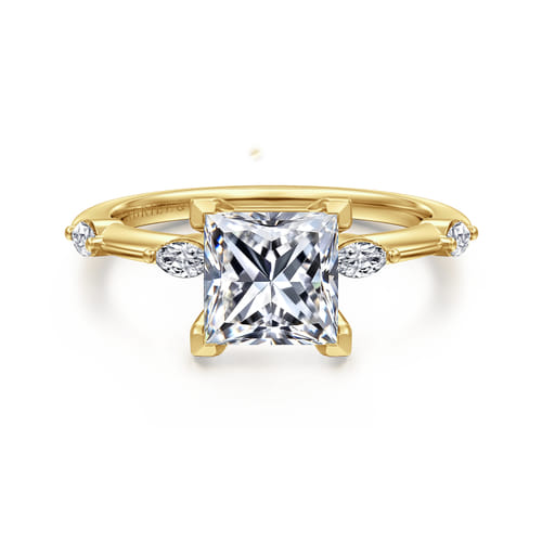 14K Yellow Gold Princess Cut Diamond Engagement Ring