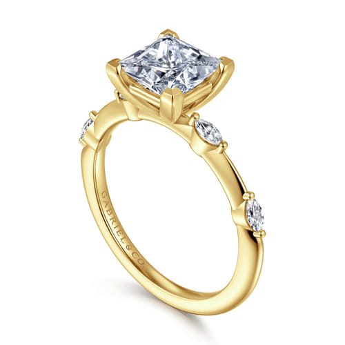 14K Yellow Gold Princess Cut Diamond Engagement Ring