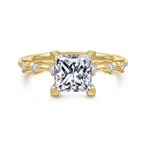 14K Yellow Gold Princess Cut Diamond Engagement Ring