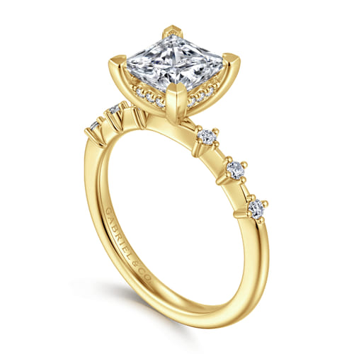 14K Yellow Gold Princess Cut Diamond Engagement Ring