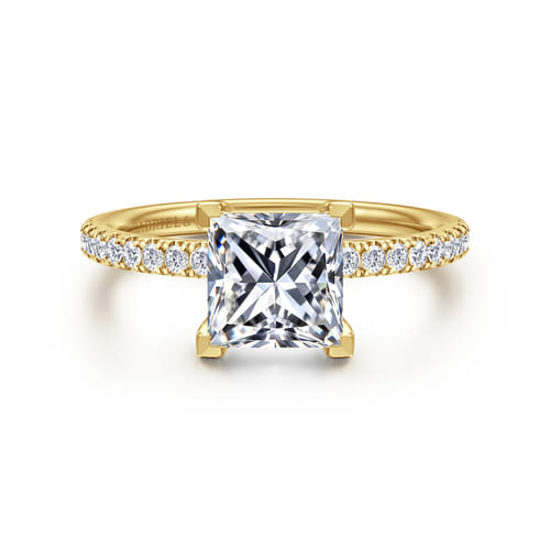 14K Yellow Gold Princess Cut Diamond Engagement Ring