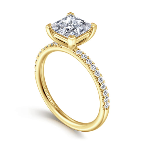 14K Yellow Gold Princess Cut Diamond Engagement Ring