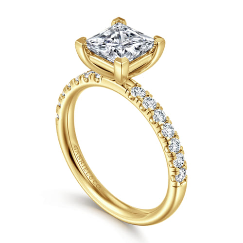 14K Yellow Gold Princess Cut Diamond Engagement Ring