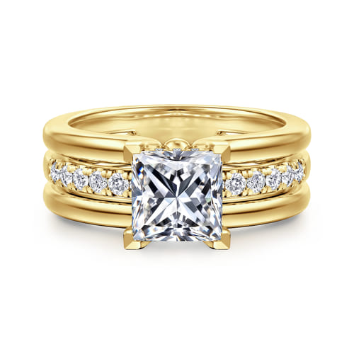 14K Yellow Gold Princess Cut Diamond Engagement Ring