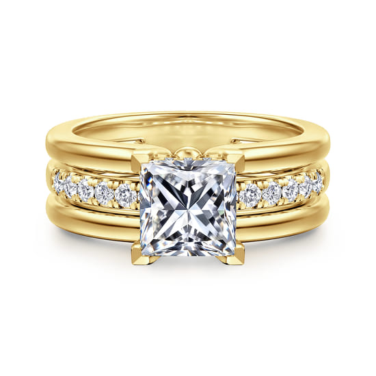 Gabriel - 14K Yellow Gold Princess Cut Diamond Engagement Ring