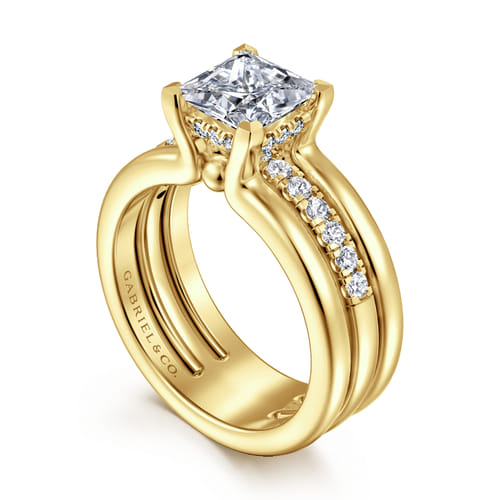 14K Yellow Gold Princess Cut Diamond Engagement Ring