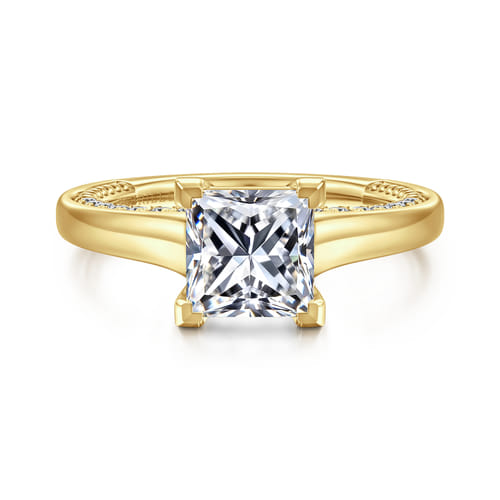14K Yellow Gold Princess Cut Diamond Engagement Ring