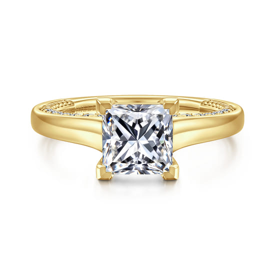 Gabriel - 14K Yellow Gold Princess Cut Diamond Engagement Ring