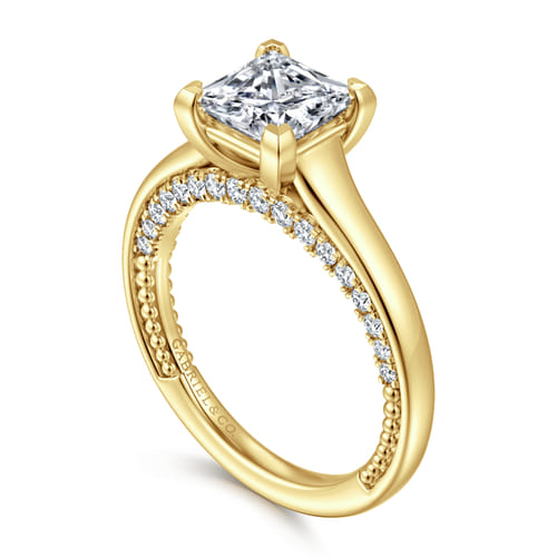 14K Yellow Gold Princess Cut Diamond Engagement Ring