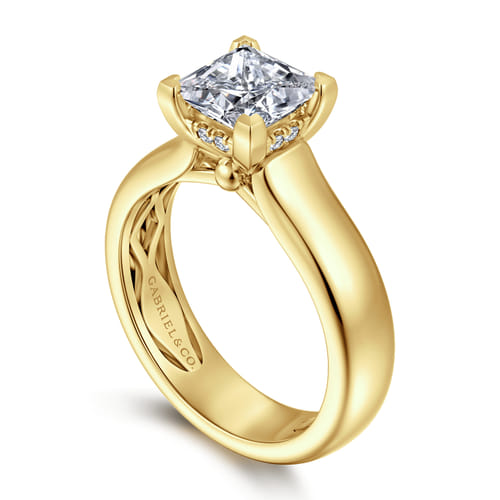 14K Yellow Gold Princess Cut Diamond Engagement Ring