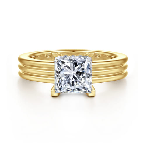 14K Yellow Gold Princess Cut Diamond Engagement Ring