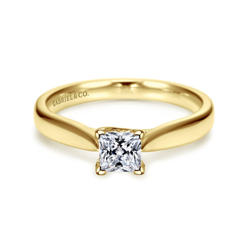 14K Yellow Gold Princess Cut Diamond Engagement Ring