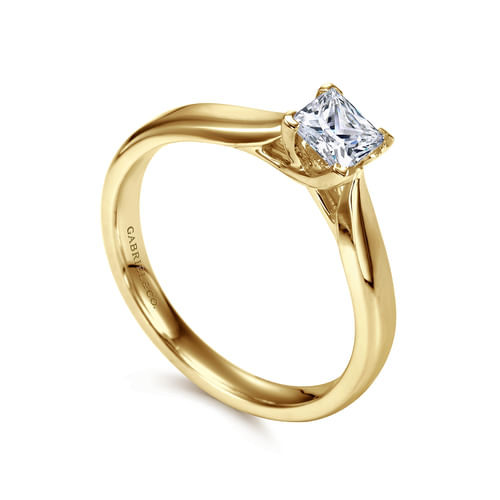 14K Yellow Gold Princess Cut Diamond Engagement Ring