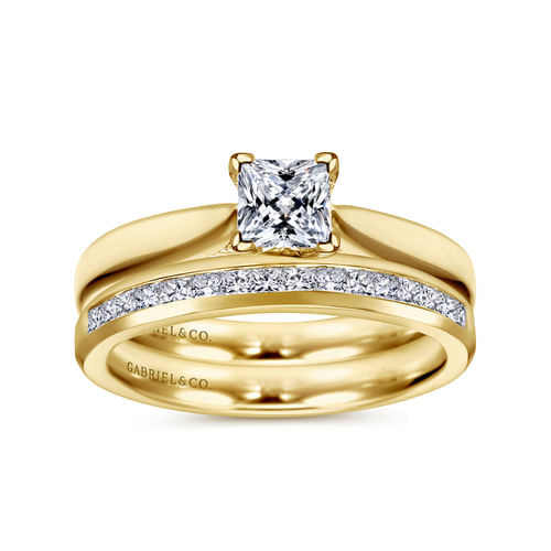 14K Yellow Gold Princess Cut Diamond Engagement Ring