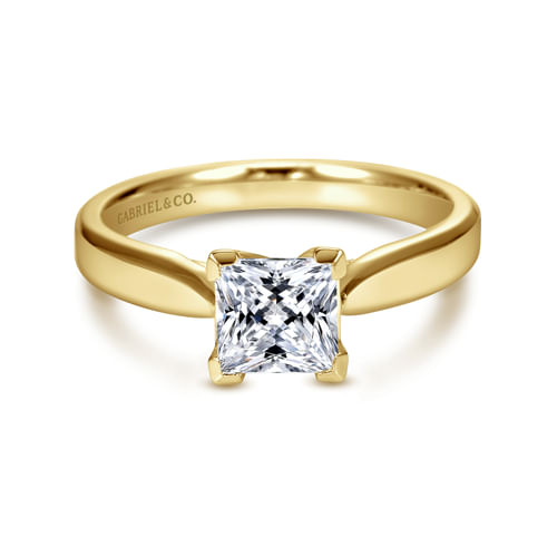 14K Yellow Gold Princess Cut Diamond Engagement Ring