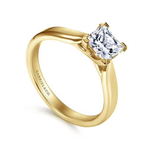 14K Yellow Gold Princess Cut Diamond Engagement Ring