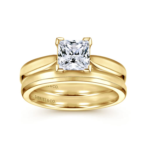 14K Yellow Gold Princess Cut Diamond Engagement Ring