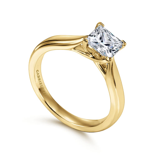 14K Yellow Gold Princess Cut Diamond Engagement Ring