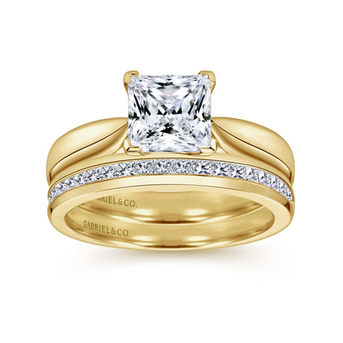 14K Yellow Gold Princess Cut Diamond Engagement Ring