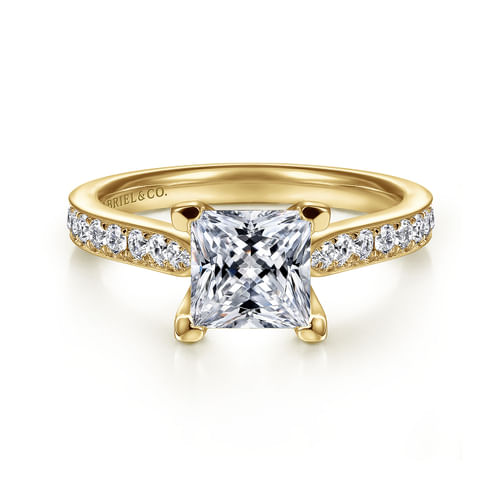 14K Yellow Gold Princess Cut Diamond Engagement Ring