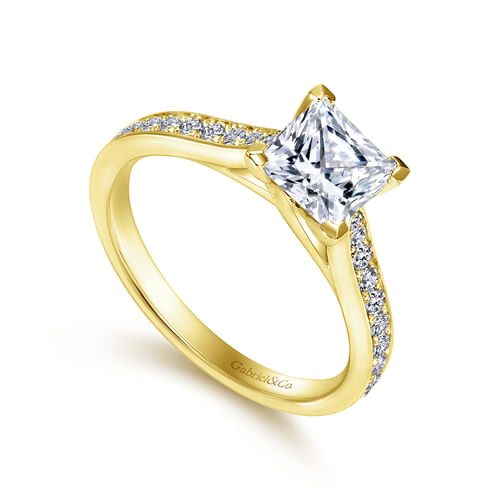 14K Yellow Gold Princess Cut Diamond Engagement Ring
