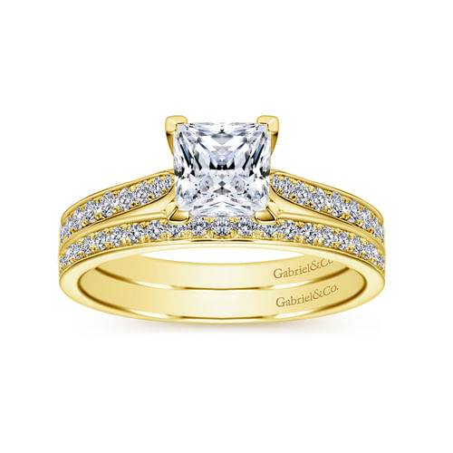 14K Yellow Gold Princess Cut Diamond Engagement Ring