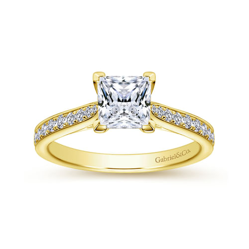 14K Yellow Gold Princess Cut Diamond Engagement Ring