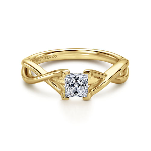 14K Yellow Gold Princess Cut Diamond Engagement Ring
