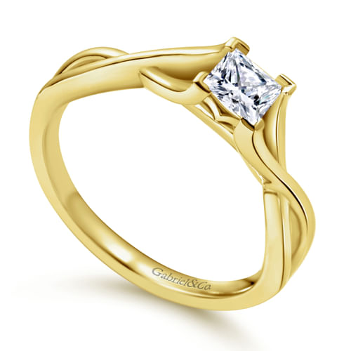 14K Yellow Gold Princess Cut Diamond Engagement Ring