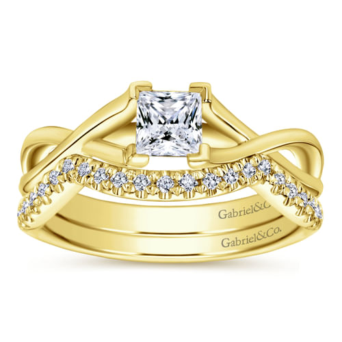 14K Yellow Gold Princess Cut Diamond Engagement Ring