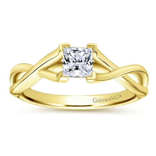 14K Yellow Gold Princess Cut Diamond Engagement Ring