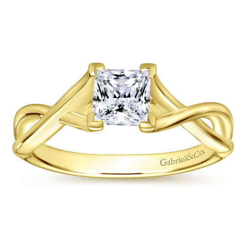 14K Yellow Gold Princess Cut Diamond Engagement Ring