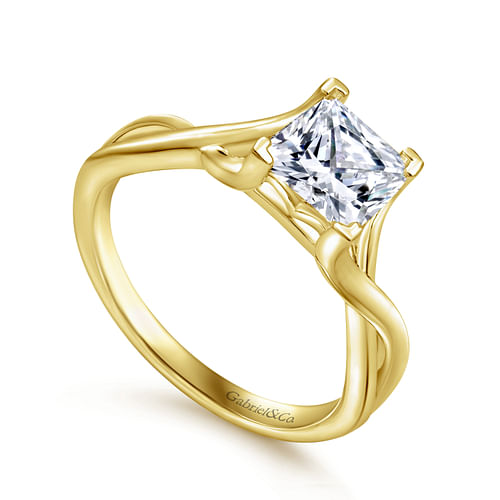 14K Yellow Gold Princess Cut Diamond Engagement Ring