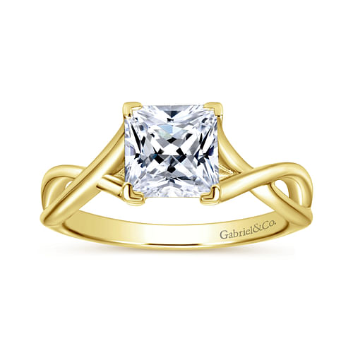 14K Yellow Gold Princess Cut Diamond Engagement Ring