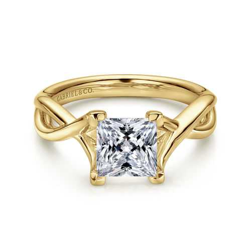 14K Yellow Gold Princess Cut Diamond Engagement Ring