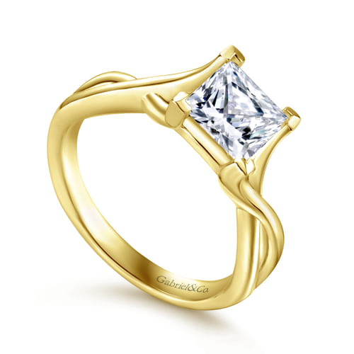14K Yellow Gold Princess Cut Diamond Engagement Ring