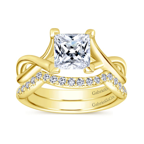 14K Yellow Gold Princess Cut Diamond Engagement Ring