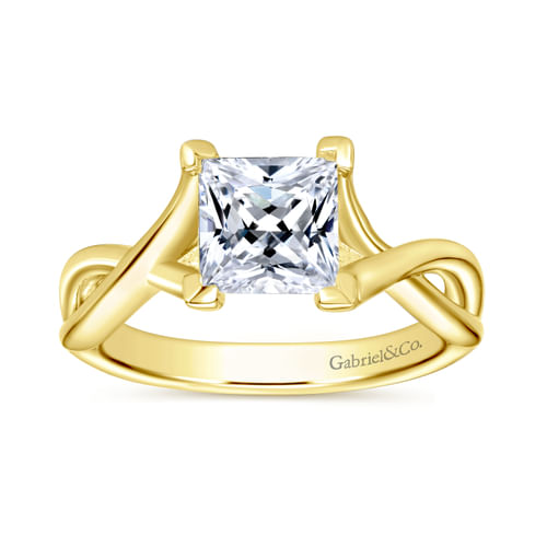 14K Yellow Gold Princess Cut Diamond Engagement Ring