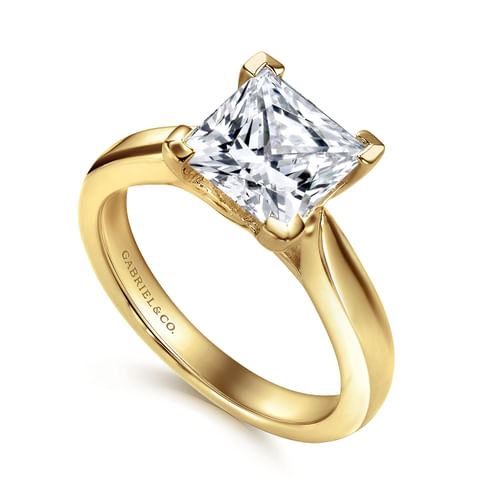 14K Yellow Gold Princess Cut Diamond Engagement Ring