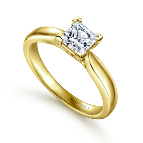 14K Yellow Gold Princess Cut Diamond Engagement Ring