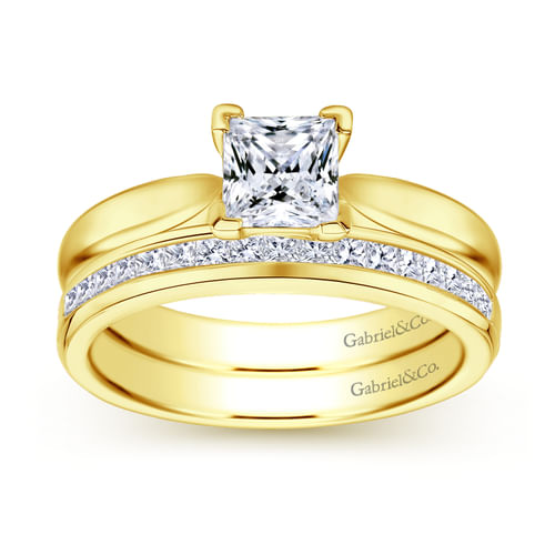 14K Yellow Gold Princess Cut Diamond Engagement Ring