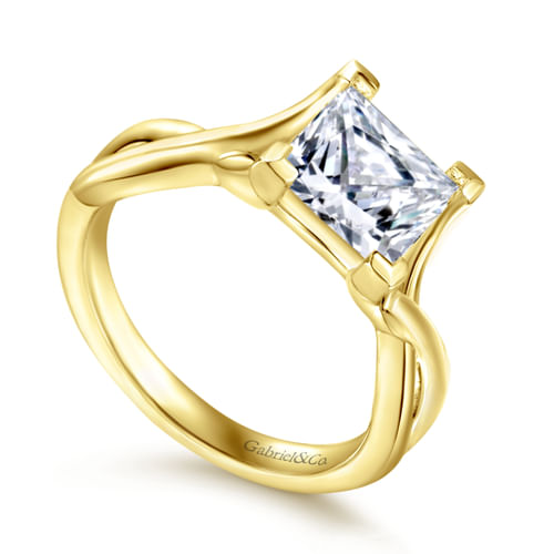 14K Yellow Gold Princess Cut Diamond Engagement Ring