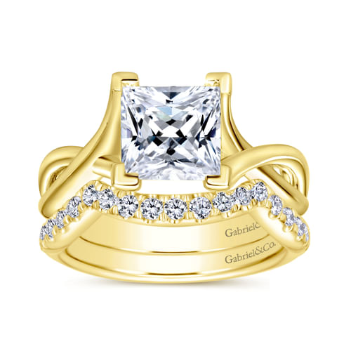 14K Yellow Gold Princess Cut Diamond Engagement Ring