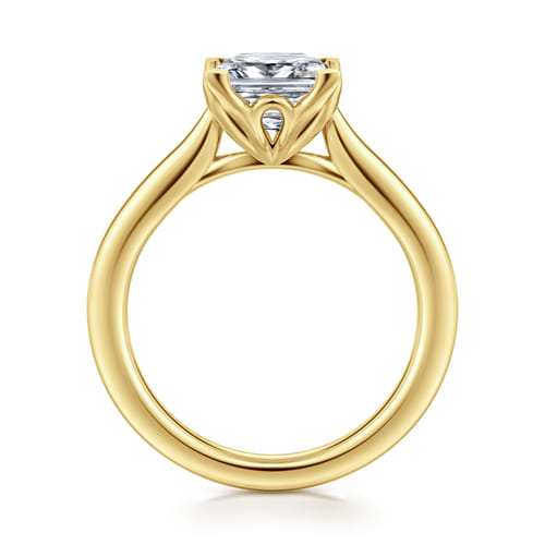 14K Yellow Gold Princess Cut Lotus Diamond Engagement Ring
