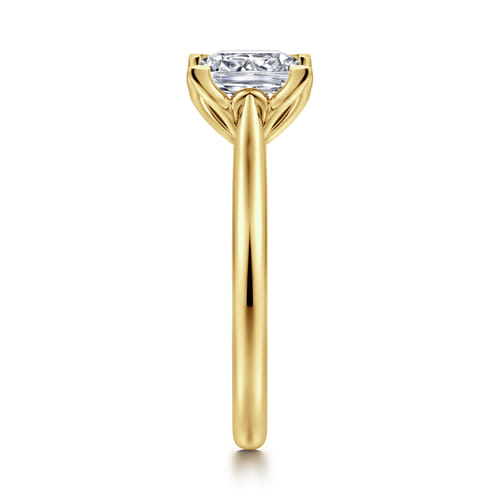 14K Yellow Gold Princess Cut Lotus Diamond Engagement Ring